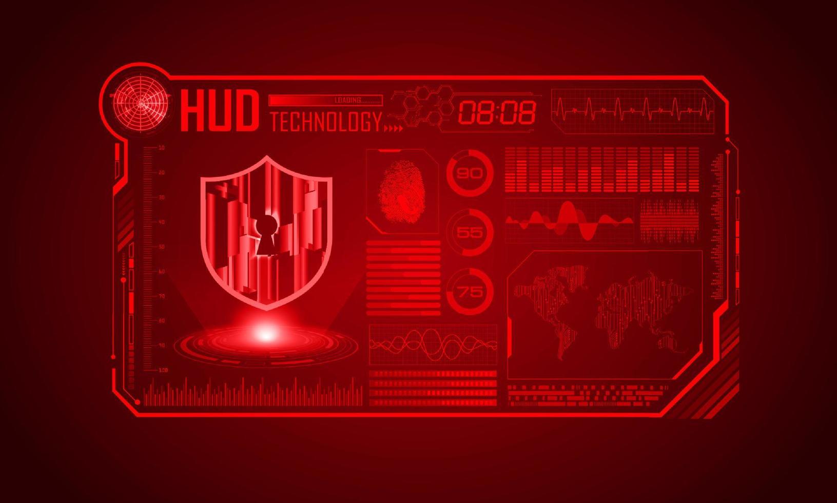 fundo de tela de tecnologia hud moderna com cadeado vetor