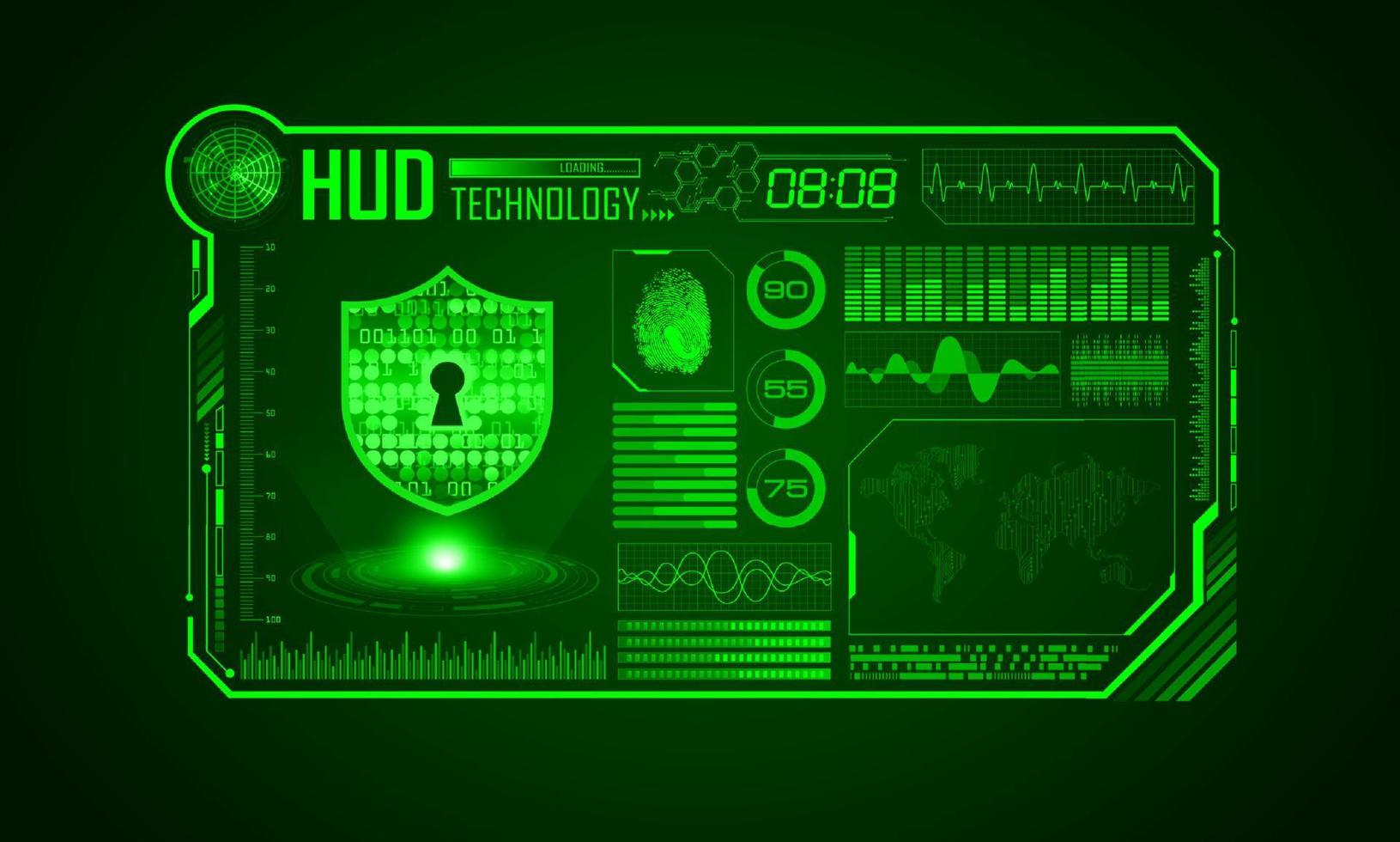 fundo de tela de tecnologia hud moderna com cadeado vetor