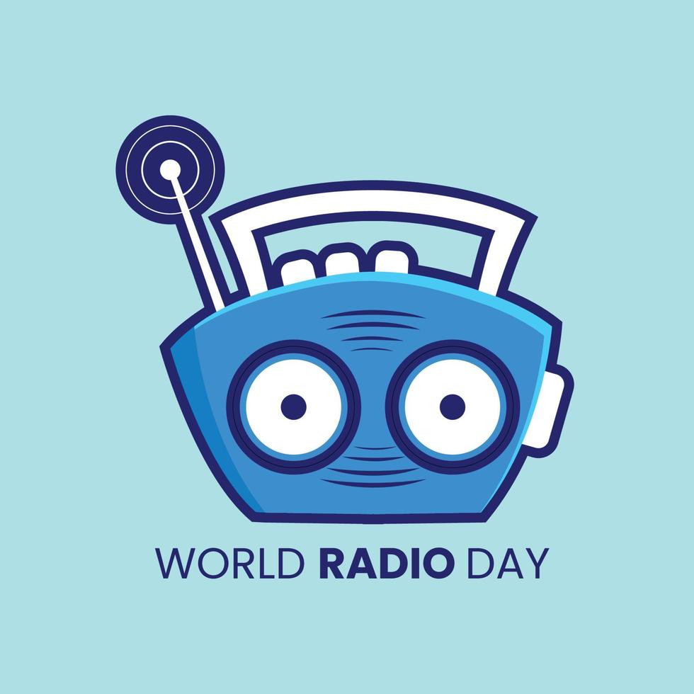 dia mundial do rádio ilustração vetorial modelo design design de plano de fundo para férias, promoção, panfleto, brochura, modelo, pôster. ilustração vetorial de desenho animado de rádio vetor