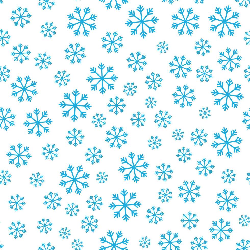 padrão sem emenda com flocos de neve azuis em uma ilustração de arte vetorial de fundo branco. vetor