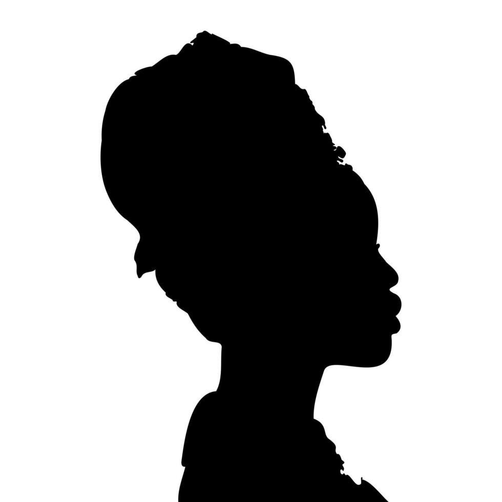 mulher negra afro-americana virada para o lado vetor de silhueta