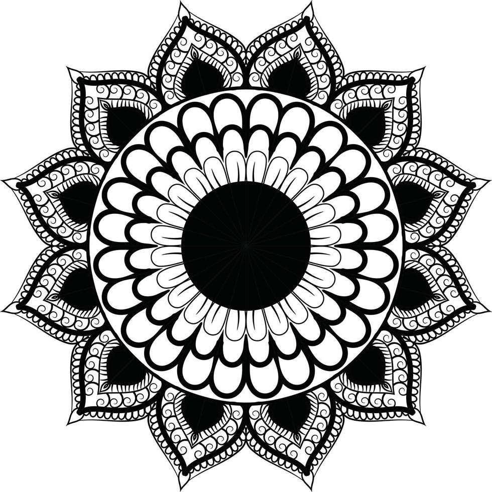 mandala preto e branco vetor