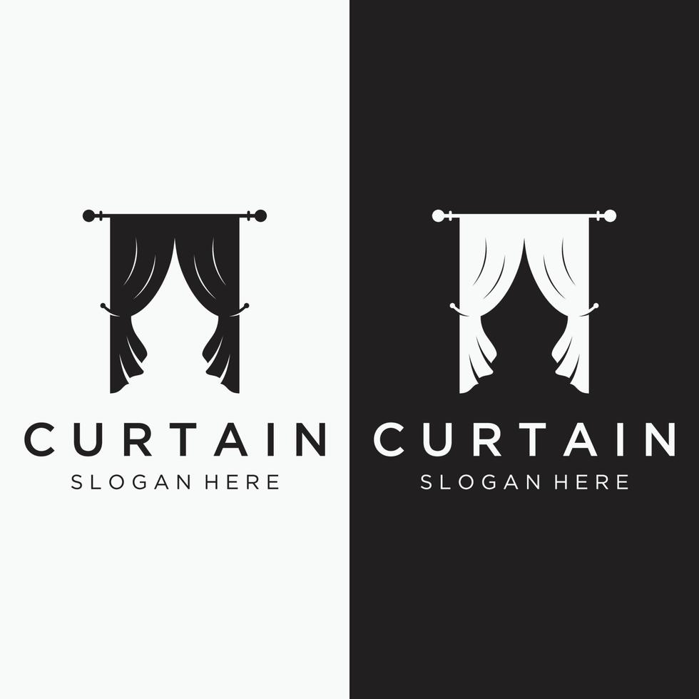cortina de luxo criativa ou design de modelo de logotipo de cortina para teatro, casa, hotel e apartamento. vetor