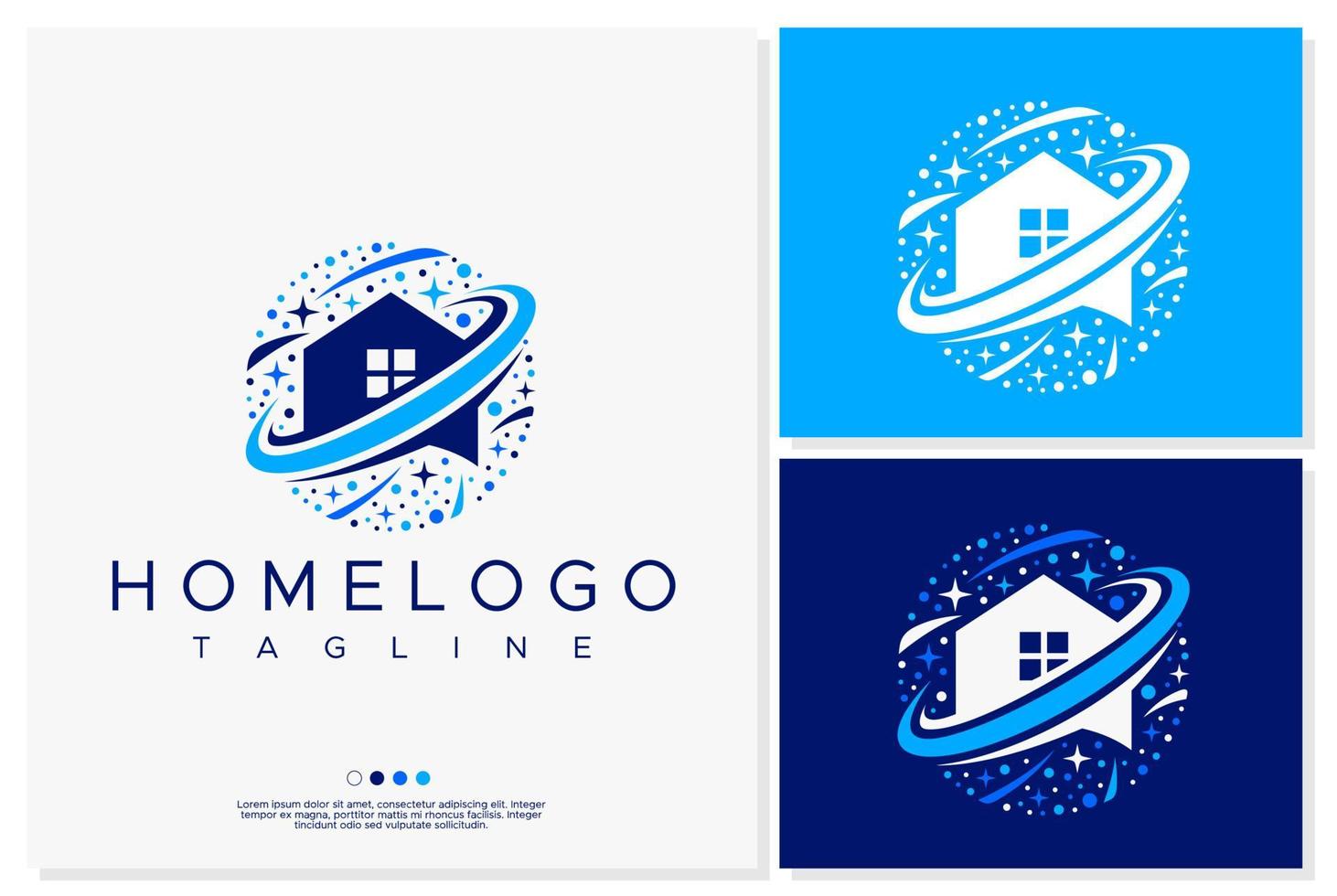 design de logotipo de espaço doméstico. modelo de logotipo de casa do planeta. vetor