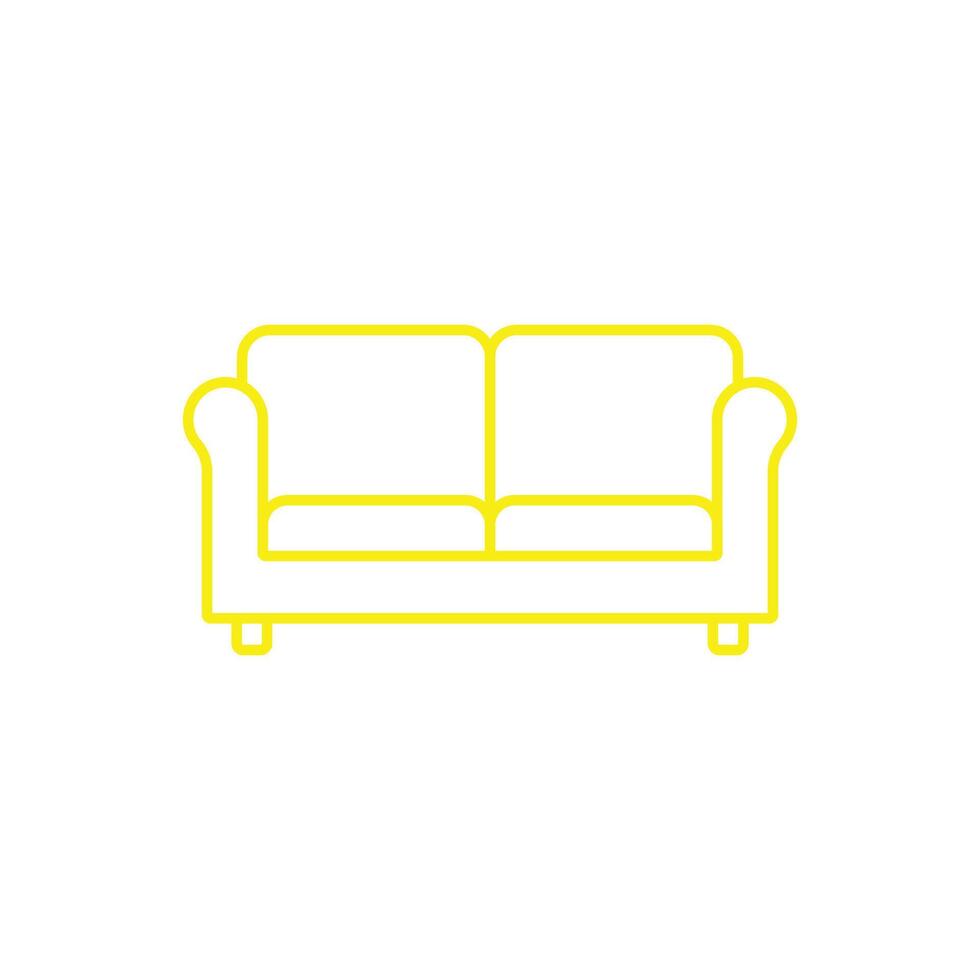 eps10 ícone abstrato do sofá da arte da linha do vetor amarelo ou logotipo isolado no fundo branco. símbolo de contorno de móveis de sala de estar em um estilo moderno simples e moderno para o design do seu site e aplicativo móvel