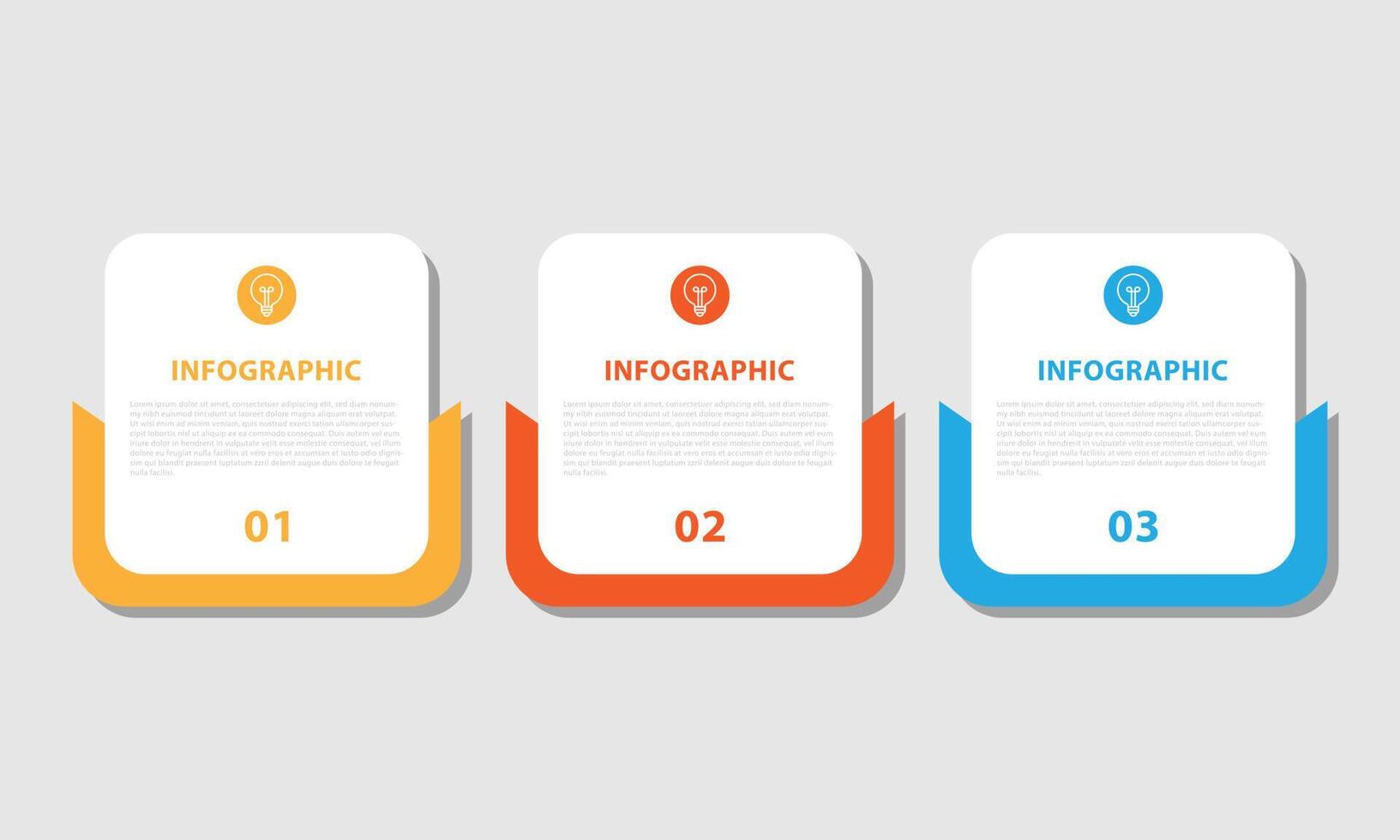 ilustração em vetor eps10 de um modelo de design infográfico com 3 opções ou etapas isoladas em fundo cinza