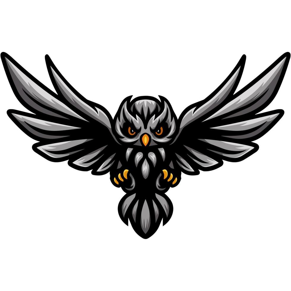 mascote bonito dos desenhos animados da coruja voando vetor