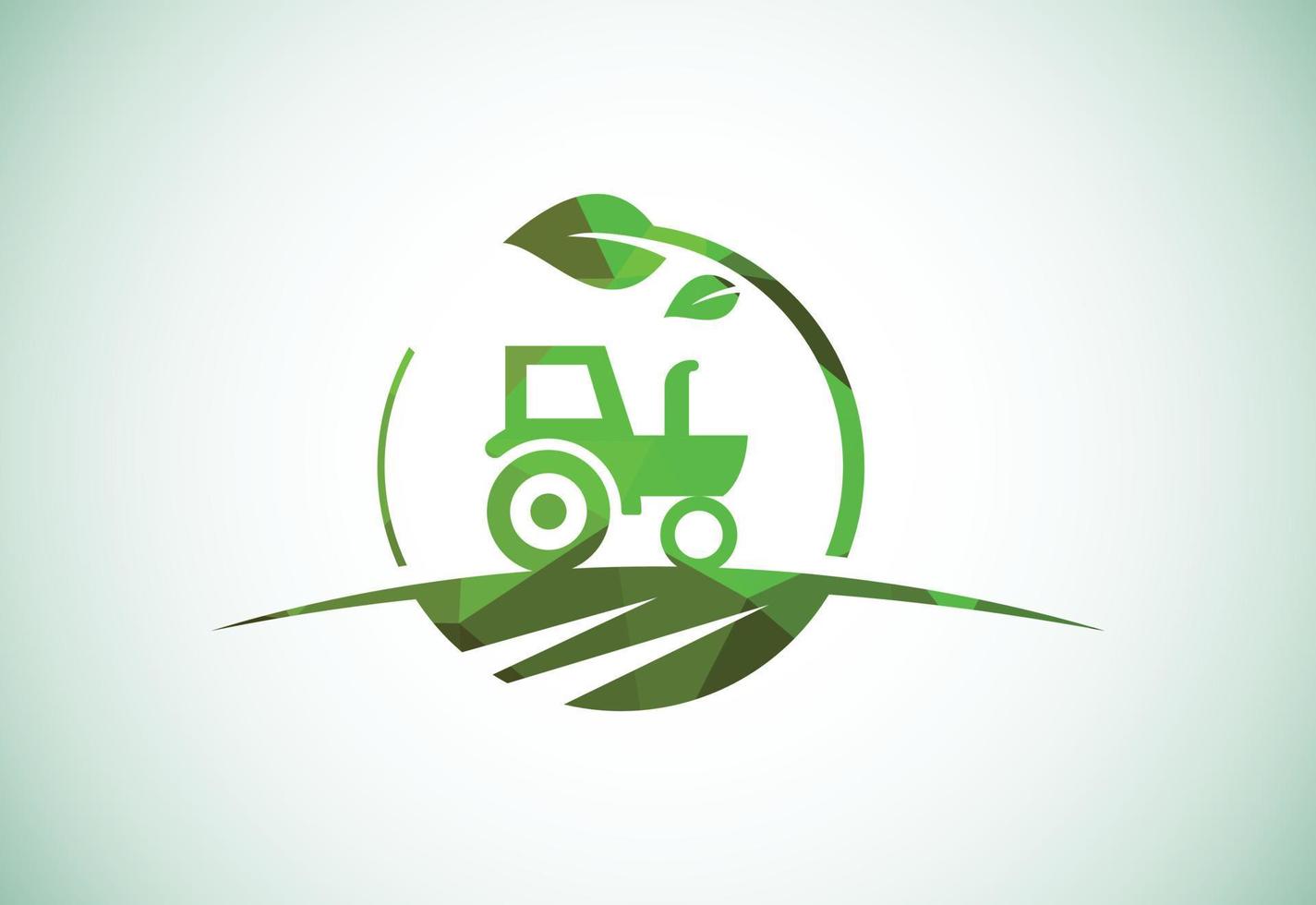 design de logotipo estilo baixo poli de trator ou fazenda, adequado para qualquer negócio relacionado às indústrias agrícolas. vetor