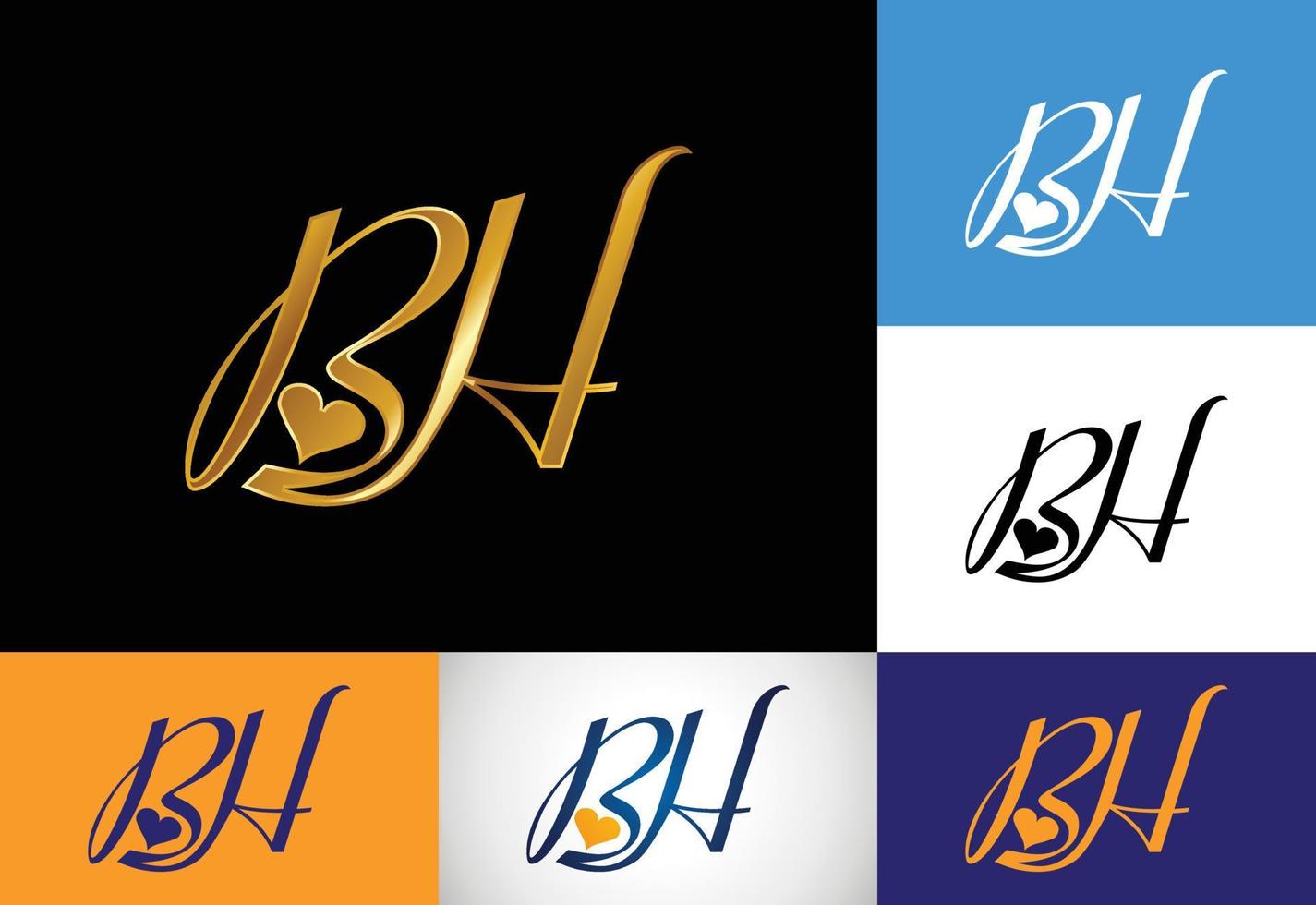 vetor de design de logotipo de letra inicial bh. símbolo gráfico do alfabeto para identidade de negócios corporativos