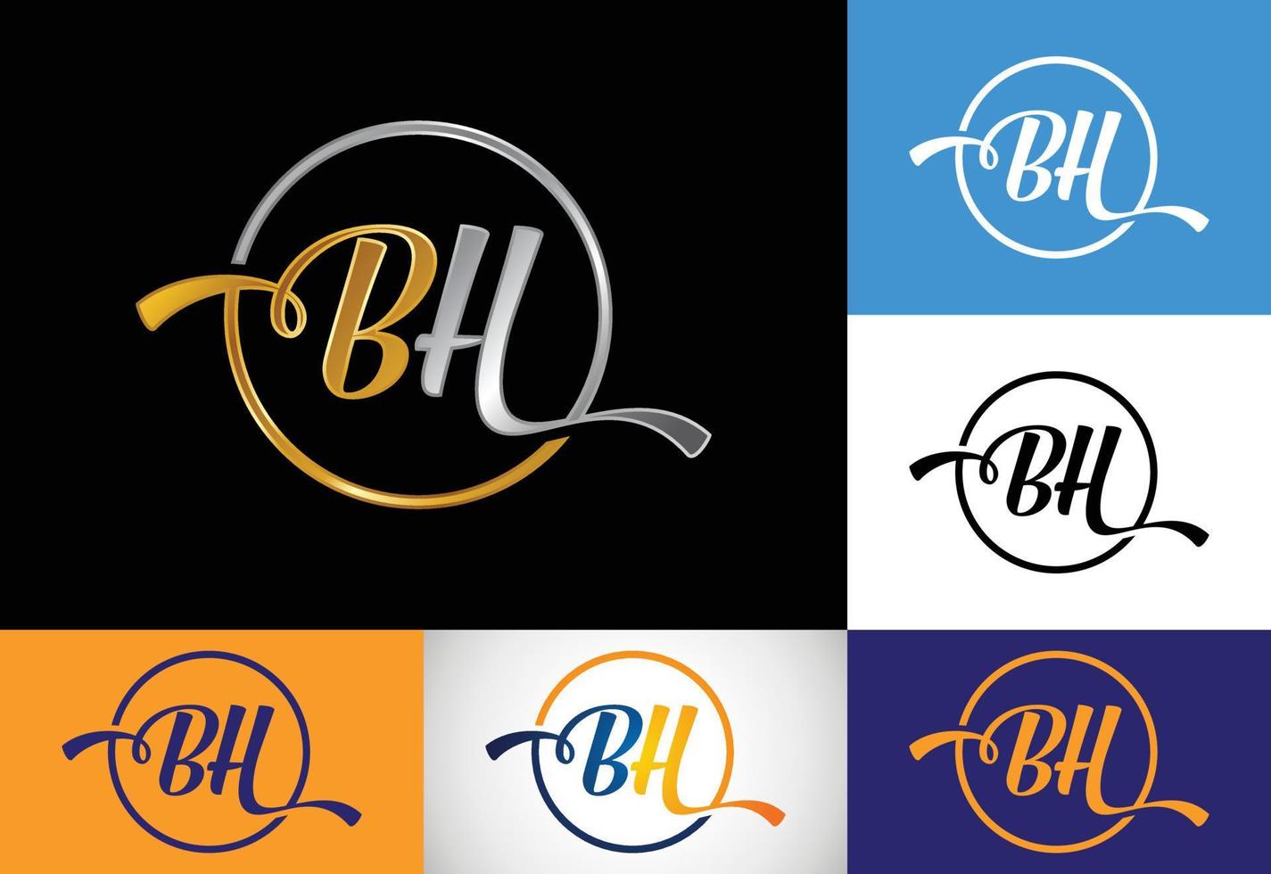 vetor de design de logotipo de letra inicial bh. símbolo gráfico do alfabeto para identidade de negócios corporativos