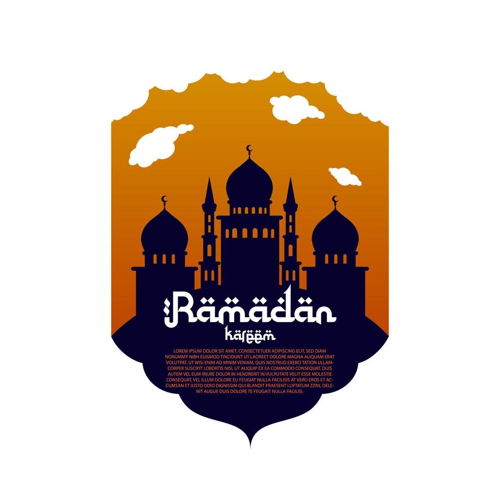 Cartões Ramadan Kareem. fundo muçulmano. mesquita e lua vetor