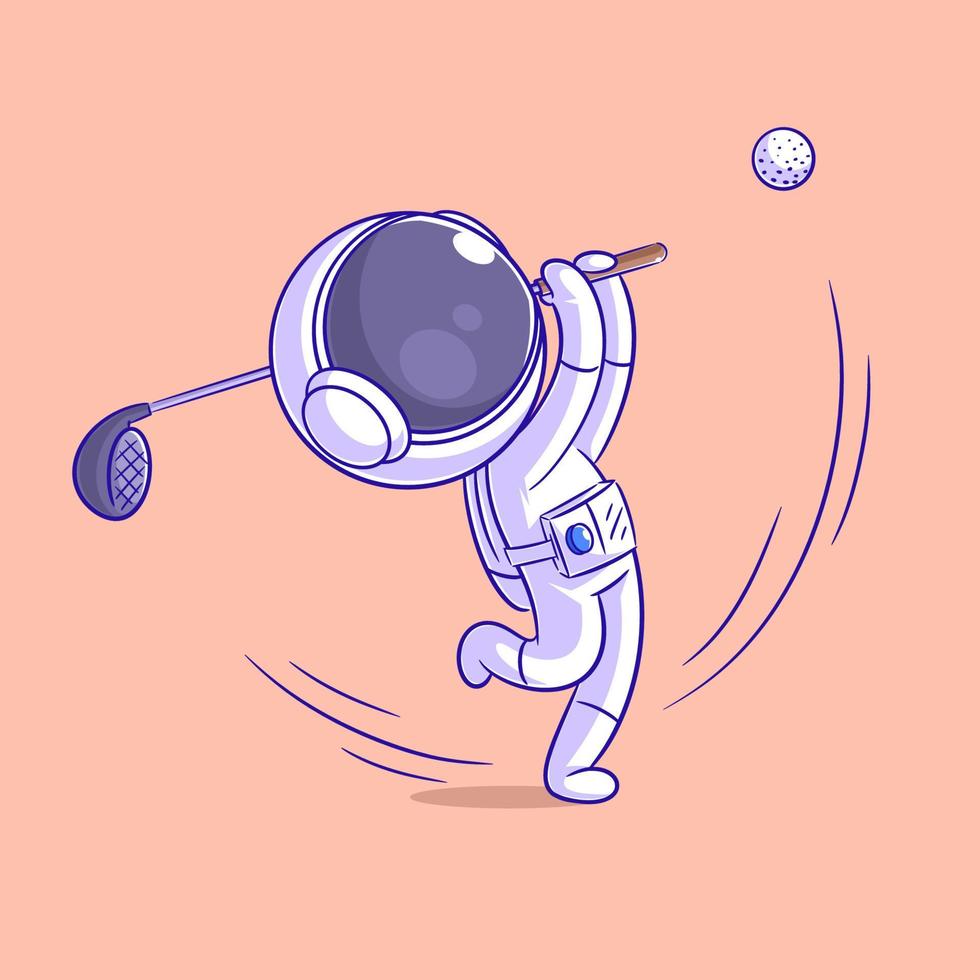 astronauta está jogando golfe com paixão vetor