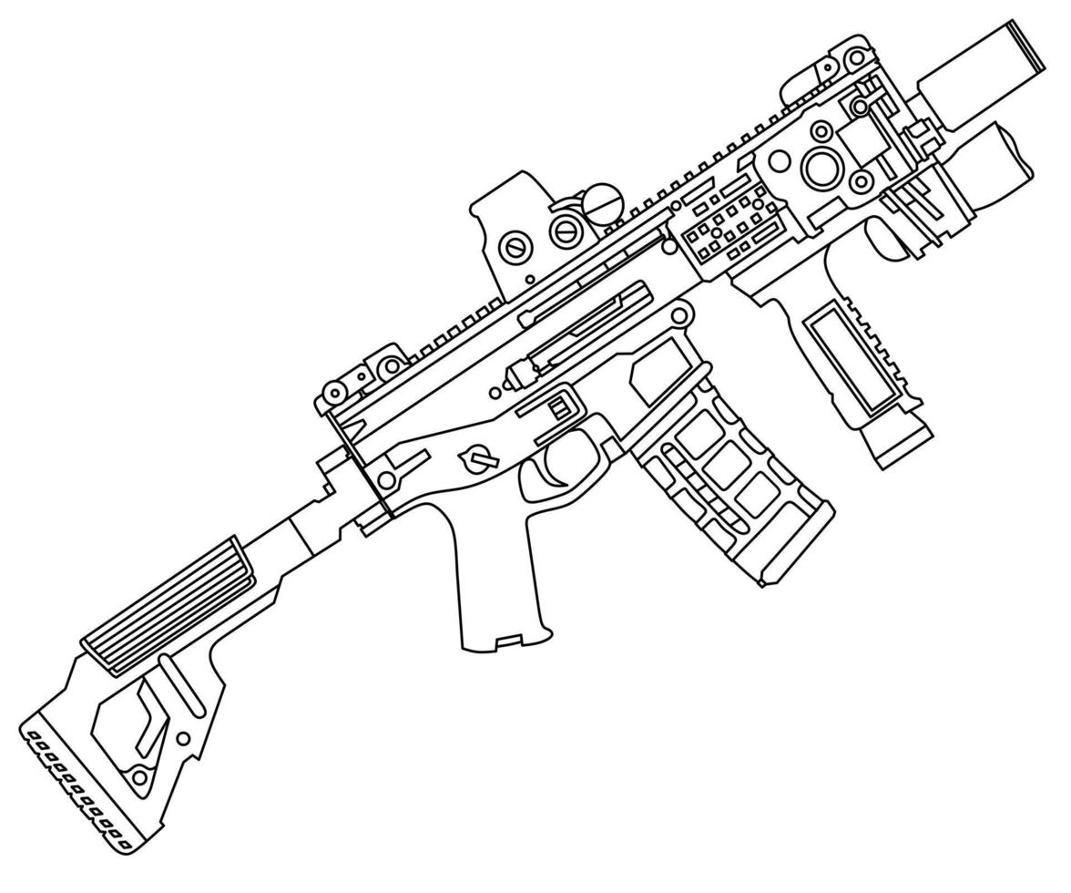 vetor de arte de linha de arma de cano longo