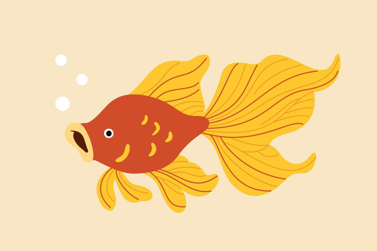 ilustração de peixe dourado com bolha vetor