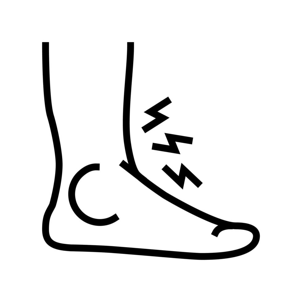 ilustração vetorial de ícone de linha de sintoma de dor de gota de pé vetor