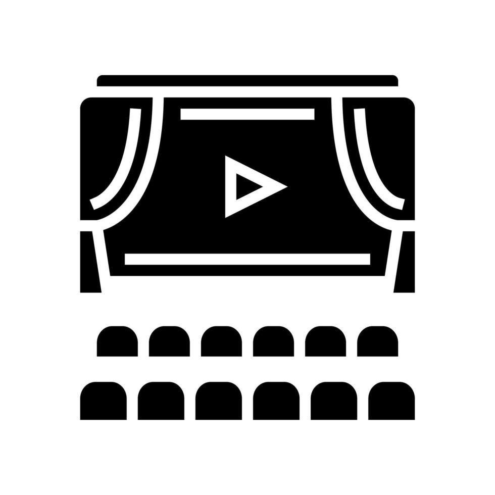 exibição de cinema e ilustração vetorial de ícone de glifo de assentos vetor