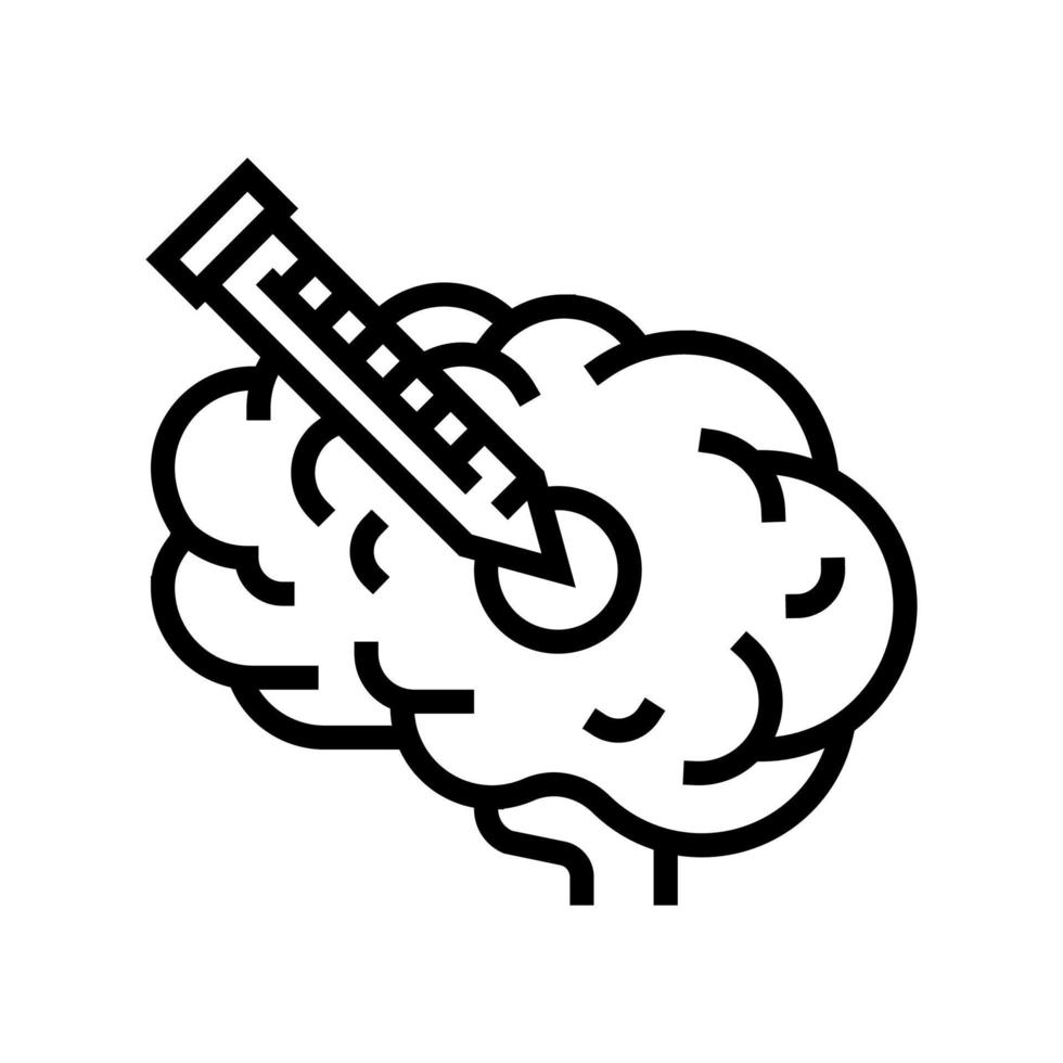 injeção na ilustração vetorial do ícone da linha do cérebro vetor