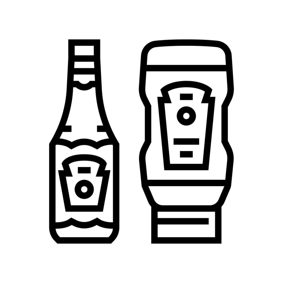 ilustração vetorial de ícone de linha de garrafa de molho de ketchup vetor