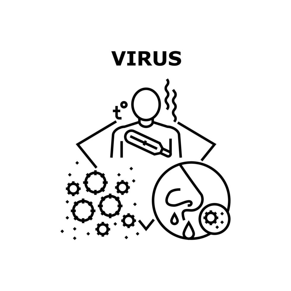 conceito de vetor de doença de vírus ilustração preta