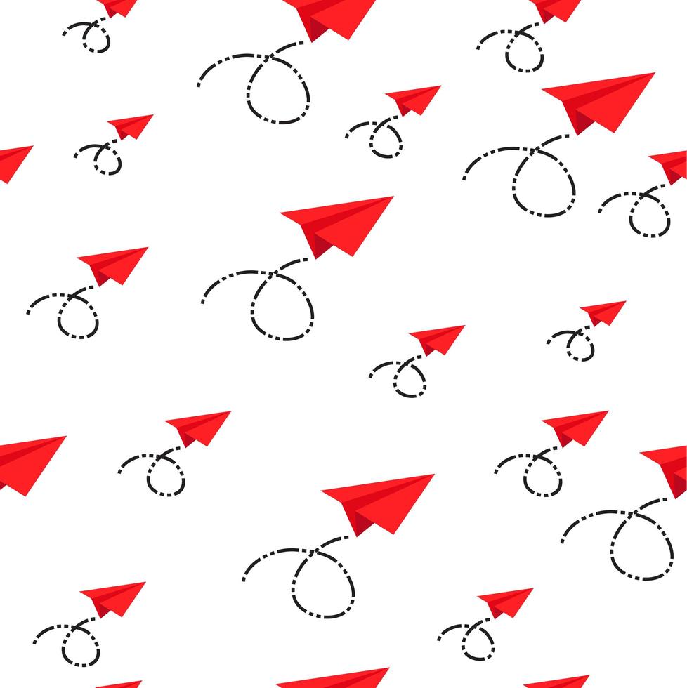 padrão sem emenda de avião de papel vermelho vetor