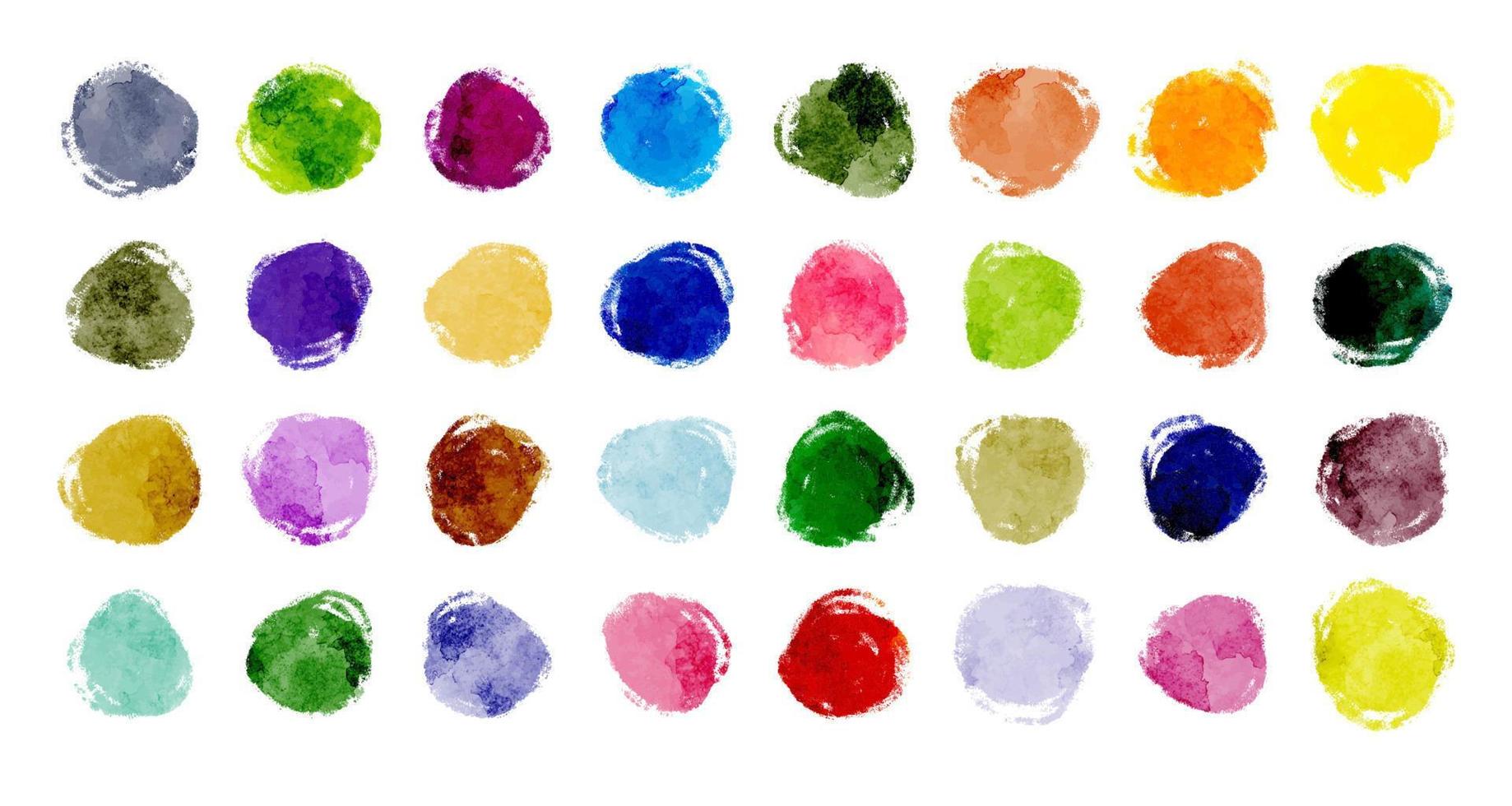 32 círculos vetoriais em aquarela. plano de fundo para ícone e logotipo vetor