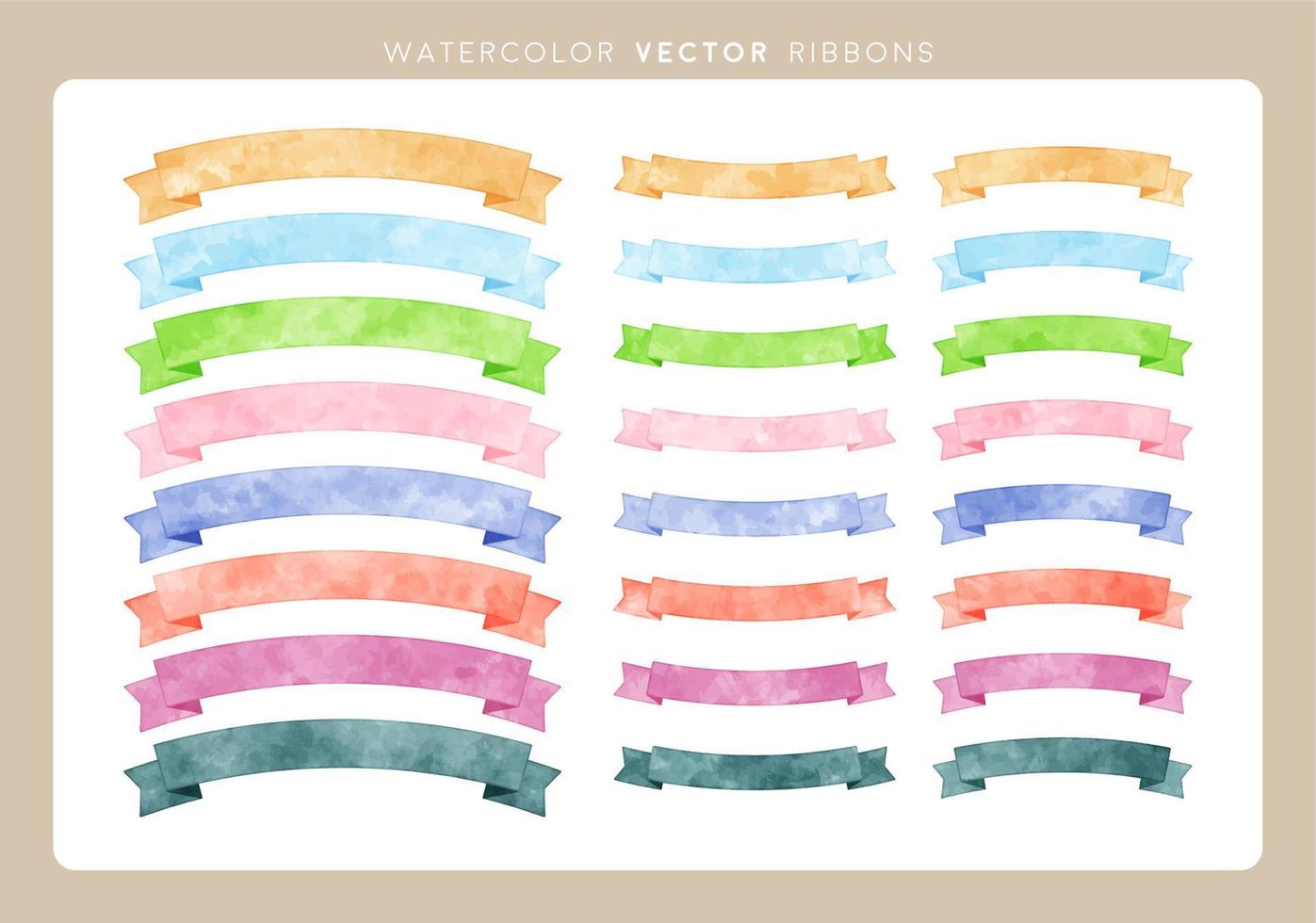 conjunto de fita colorida em aquarela vetorial vetor