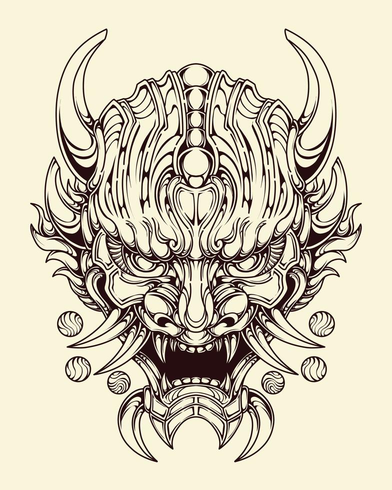 vector oni máscara tatuagem tribal