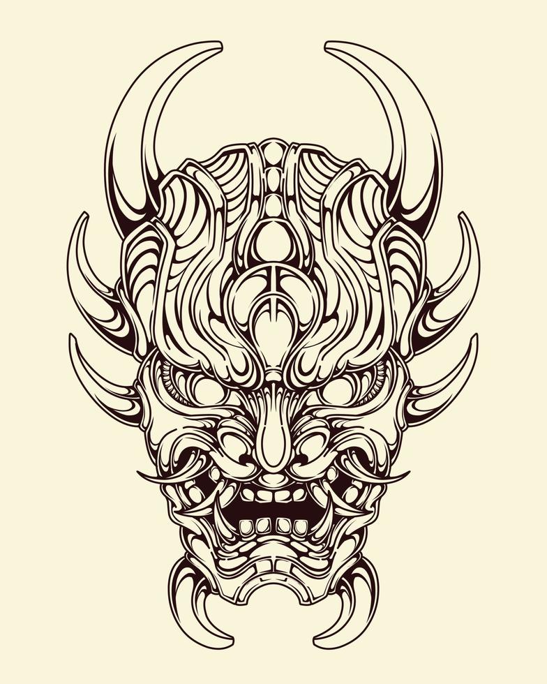 vector oni máscara tatuagem tribal