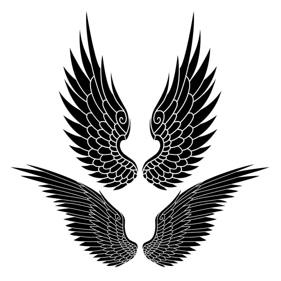 vector tatuagem tribal de asas de anjo