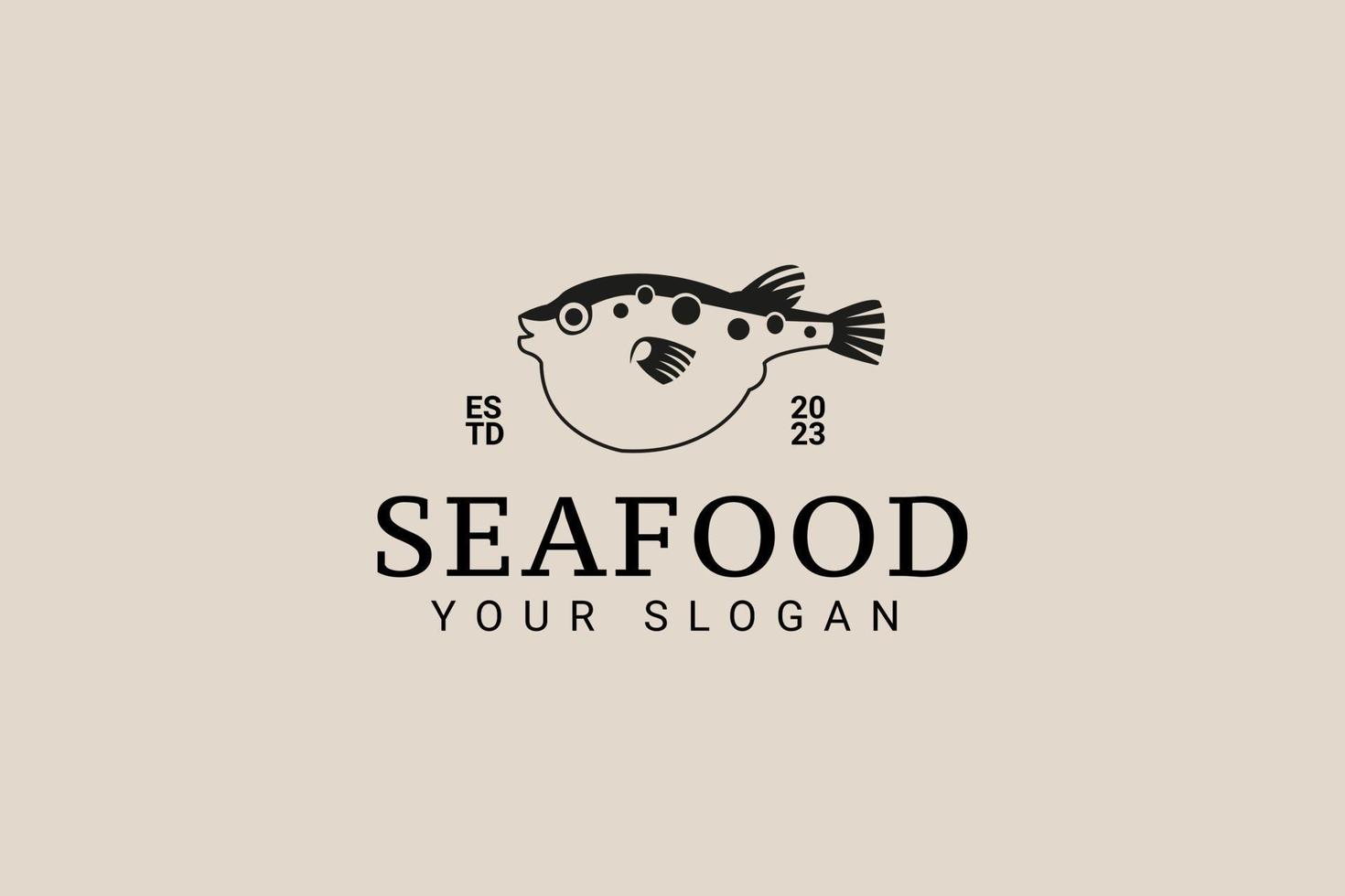 modelo de design de logotipo de restaurante de frutos do mar, conceito vintage vetor