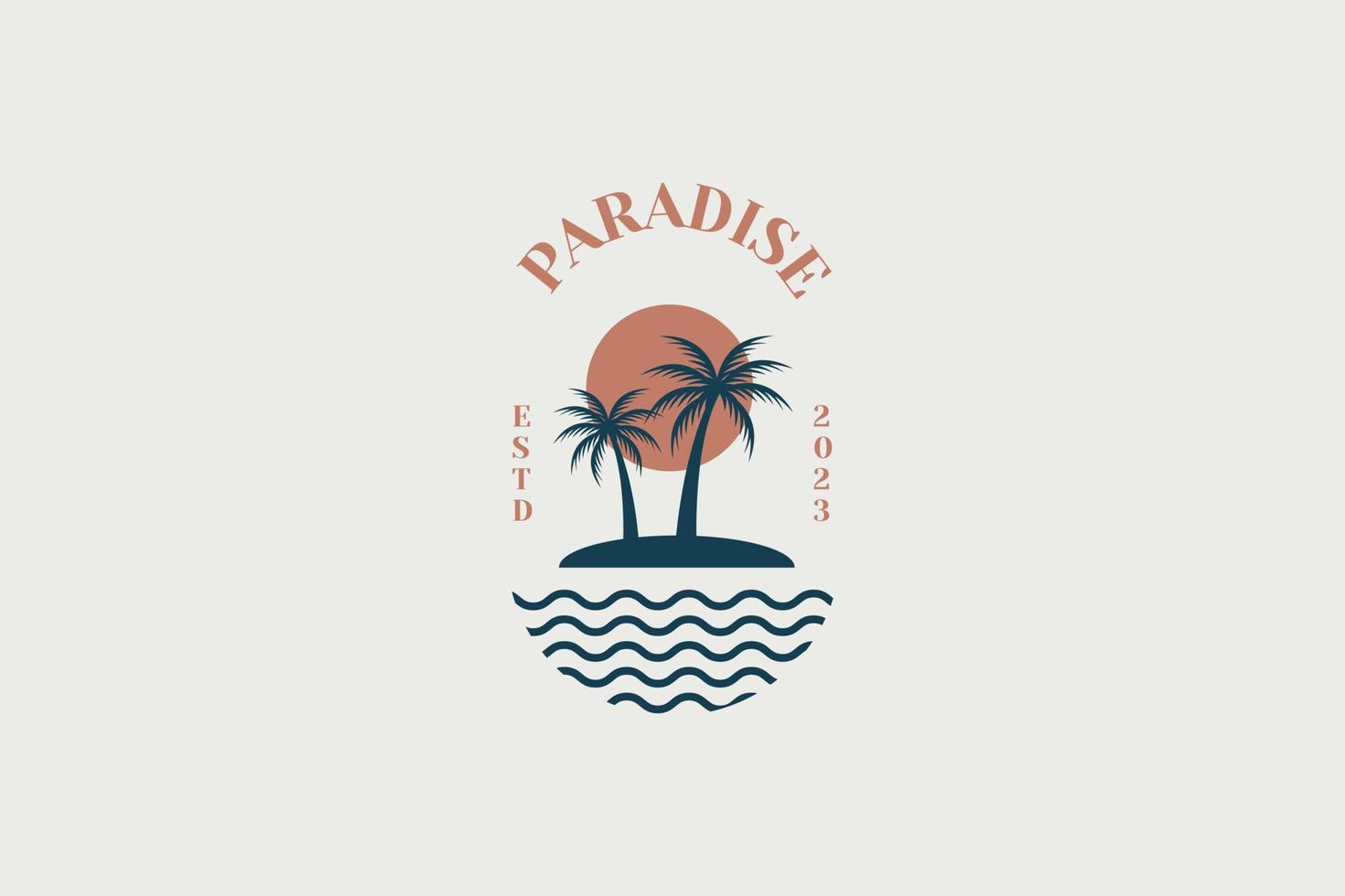 modelo de design de logotipo vetorial com palmeira - verão abstrato e distintivo de férias e emblema vetor