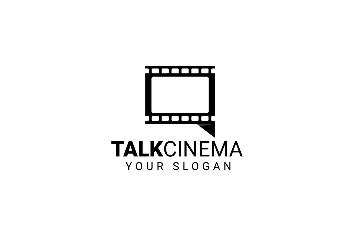 listras de filme negativo de foto ou vídeo com chat de bolha para design de logotipo de produção de cinema design de logotipo vetor