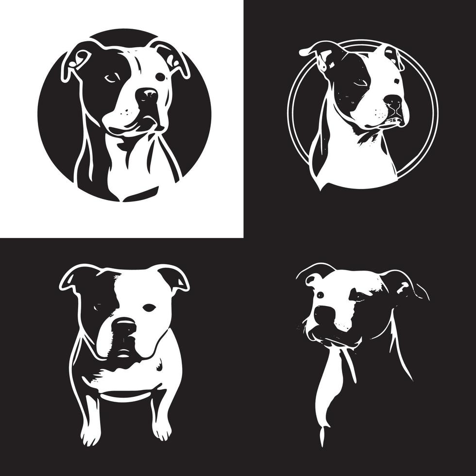 conjunto de vetores de logotipo de cabeça de cachorro bull terrier, logotipo de rosto de cachorro isolado em fundo preto. logotipo do cão, ilustração do ícone. vetor de logotipo animal animal de estimação.