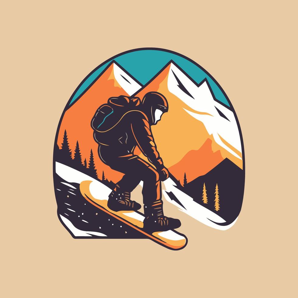 ilustração vetorial de design de logotipo de snowboard, conceitos criativos de snowboard vetor