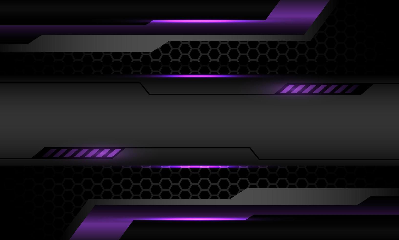 banner preto prateado abstrato geométrico cibernético roxo em padrão de malha hexágono azul design moderno vetor de fundo de luxo