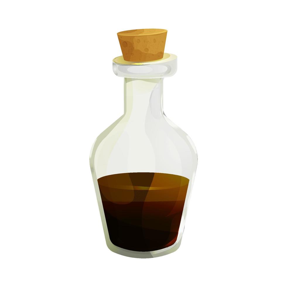 garrafa de vidro de molho de soja em estilo cartoon, isolado no fundo branco. ilustração vetorial vetor
