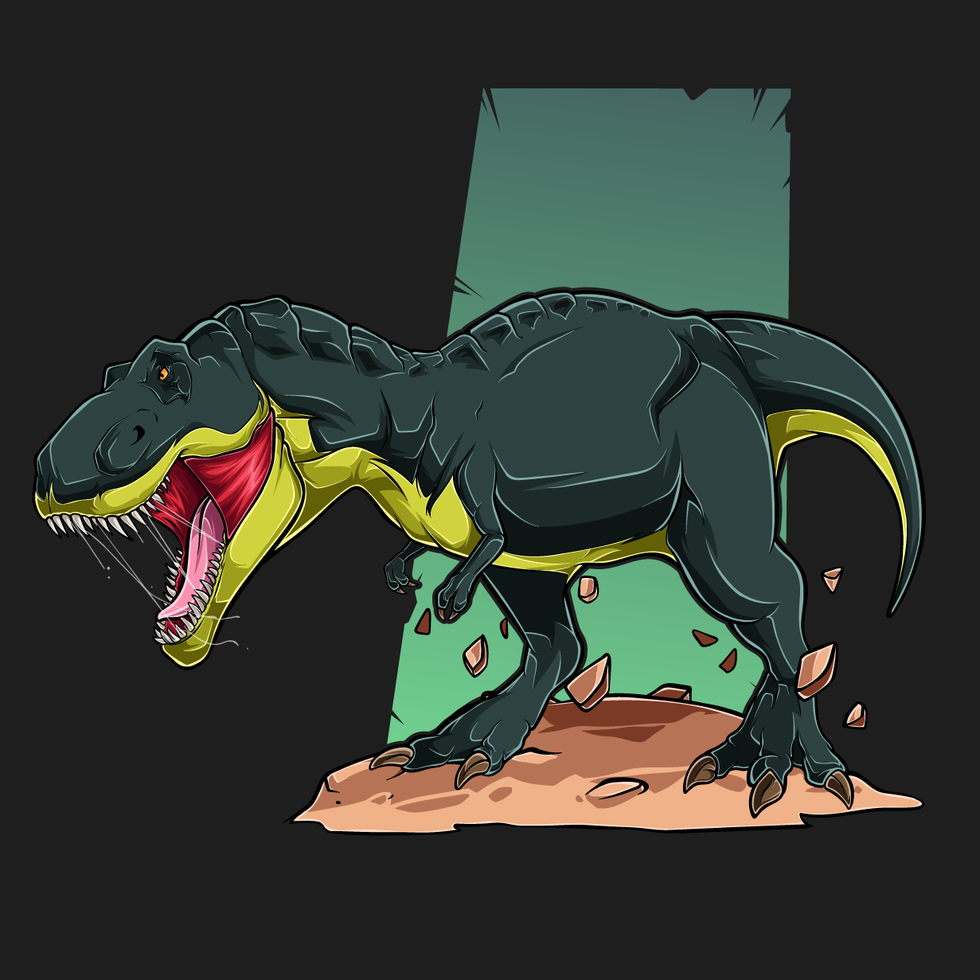 tiranossauro zangado verde t rex vetor