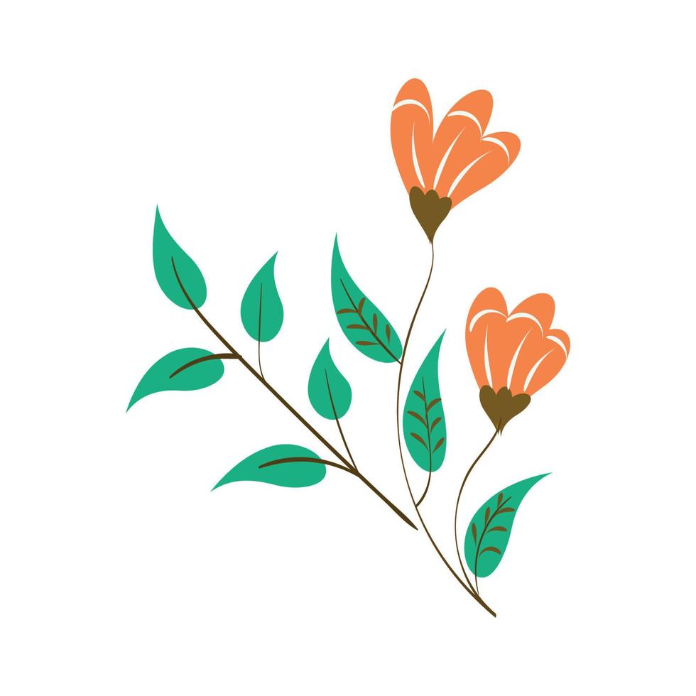 ilustração em vetor buquê de flores. flor floral com folhas. ilustração em vetor plana colorida. decoração de primavera em estilo plano simples e moderno para design de impressão de férias