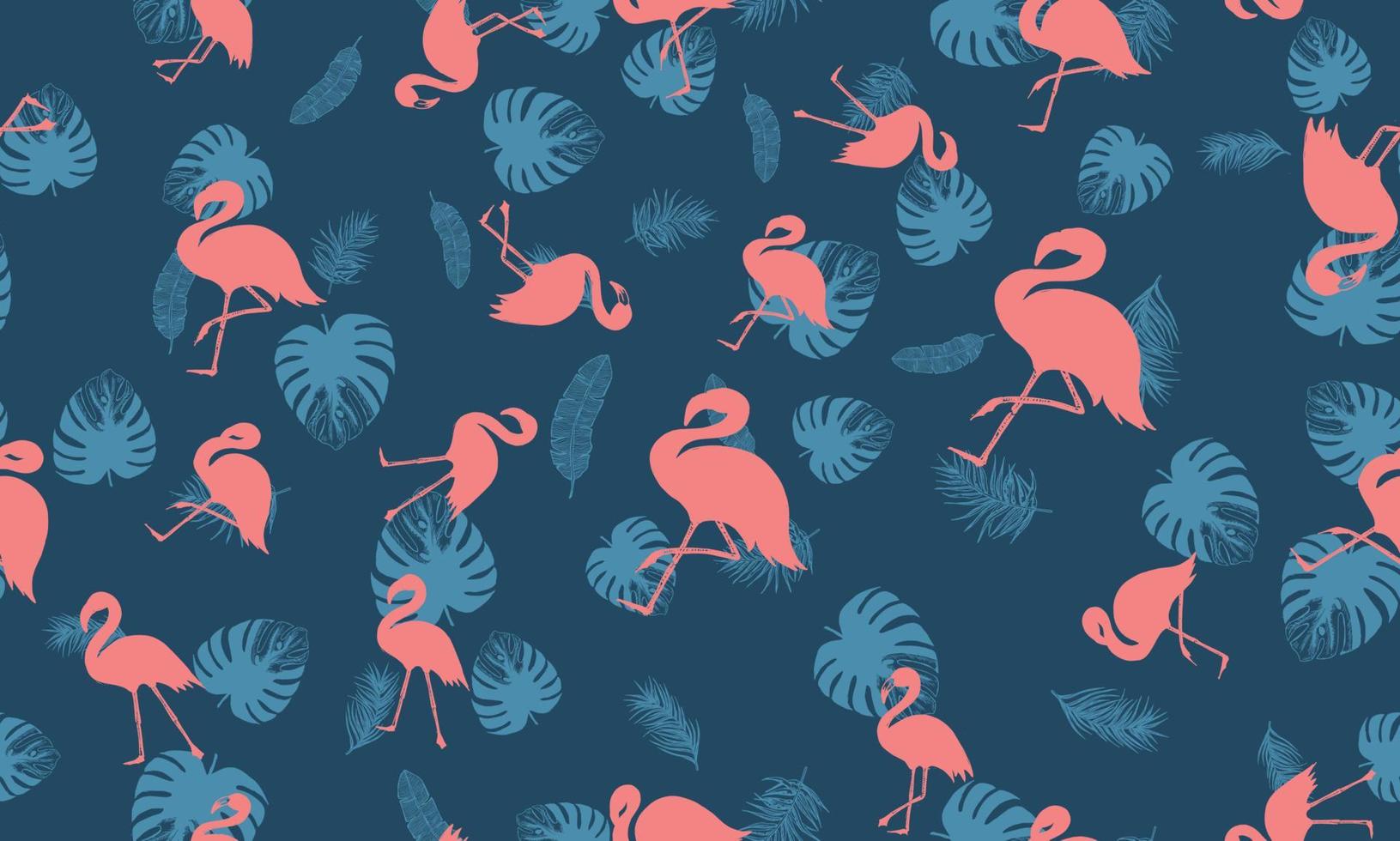 flamingo rosa, fundo de verão, estilo desenhado à mão, ilustrações vetoriais. vetor
