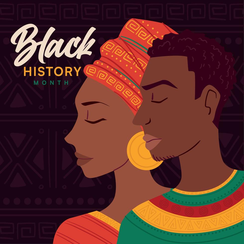 cartaz do mês da história negra par de vetores de personagens afro-americanos