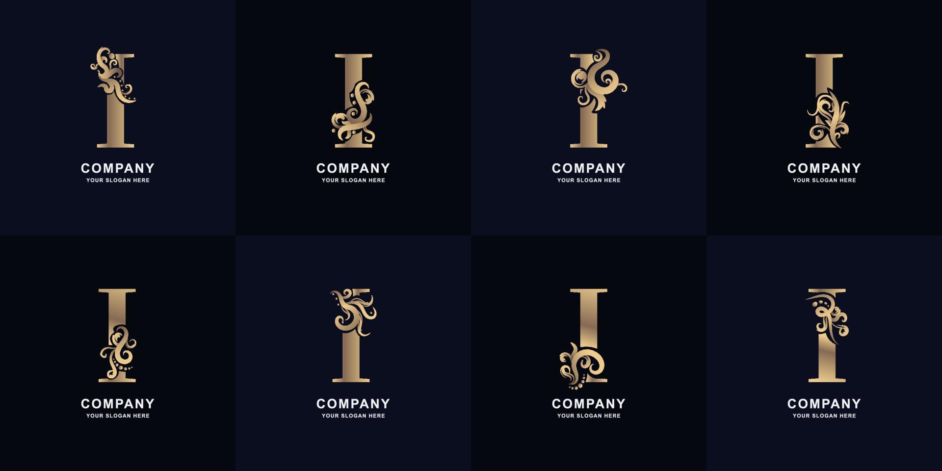 letra de coleção i logotipo com design de ornamento de luxo vetor