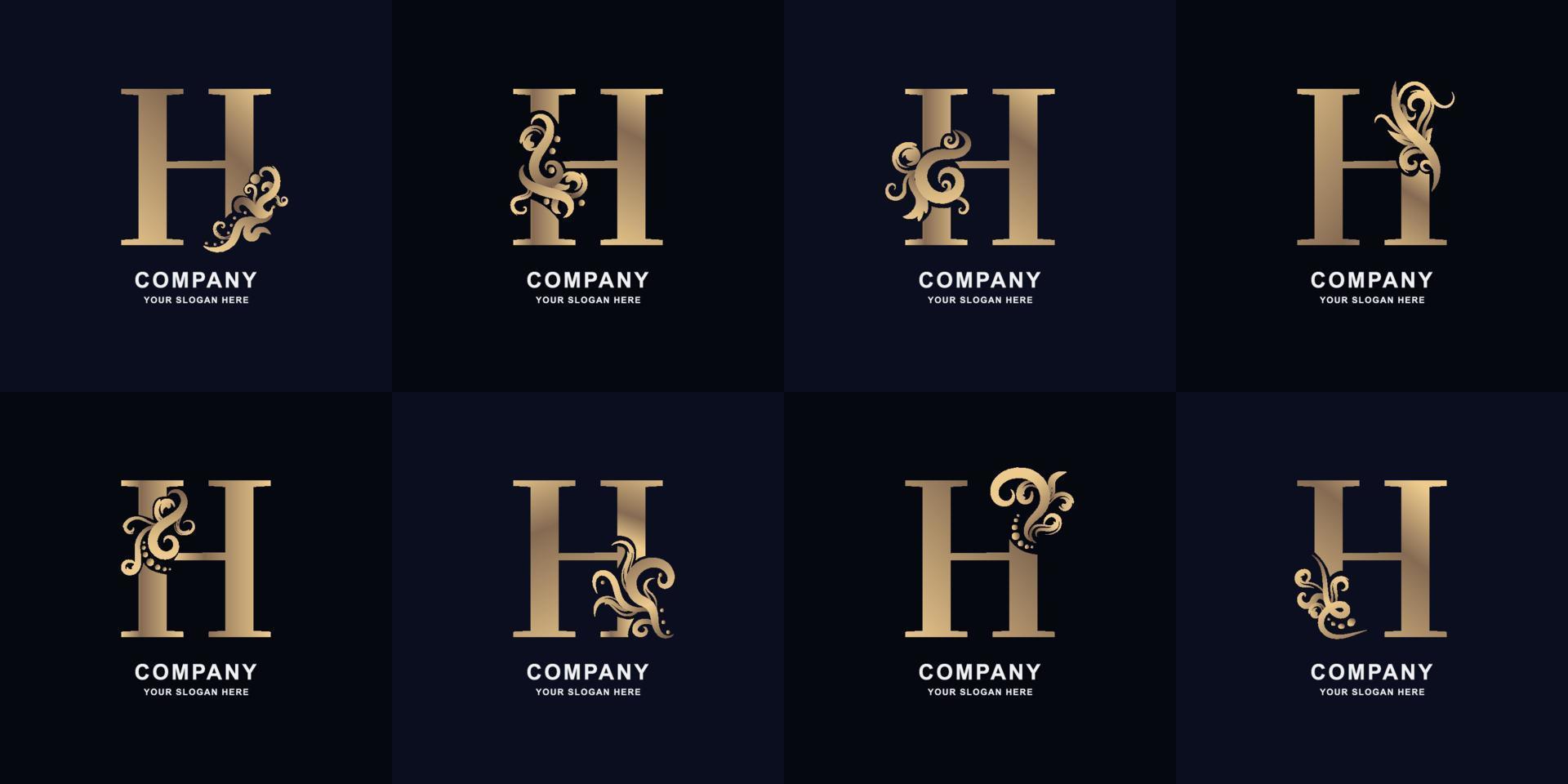 logotipo da letra h da coleção com design de ornamento de luxo vetor