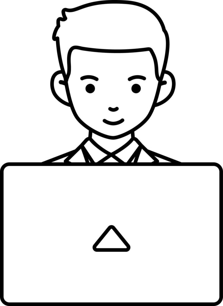 empregado homem trabalhando laptop empresa de negócios trabalhador freelance elemento linha de ilustração vetor