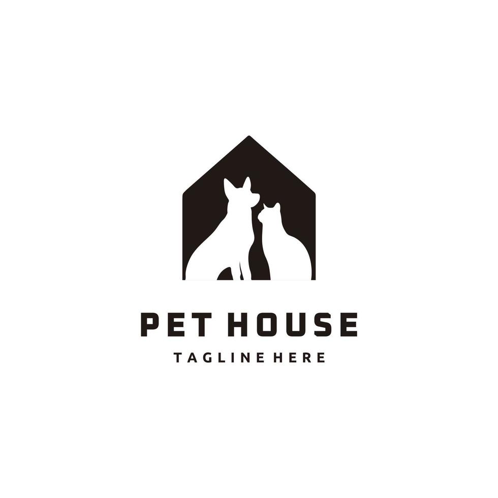 cão gato casa de animais de estimação logotipo da casa ilustração do ícone do vetor