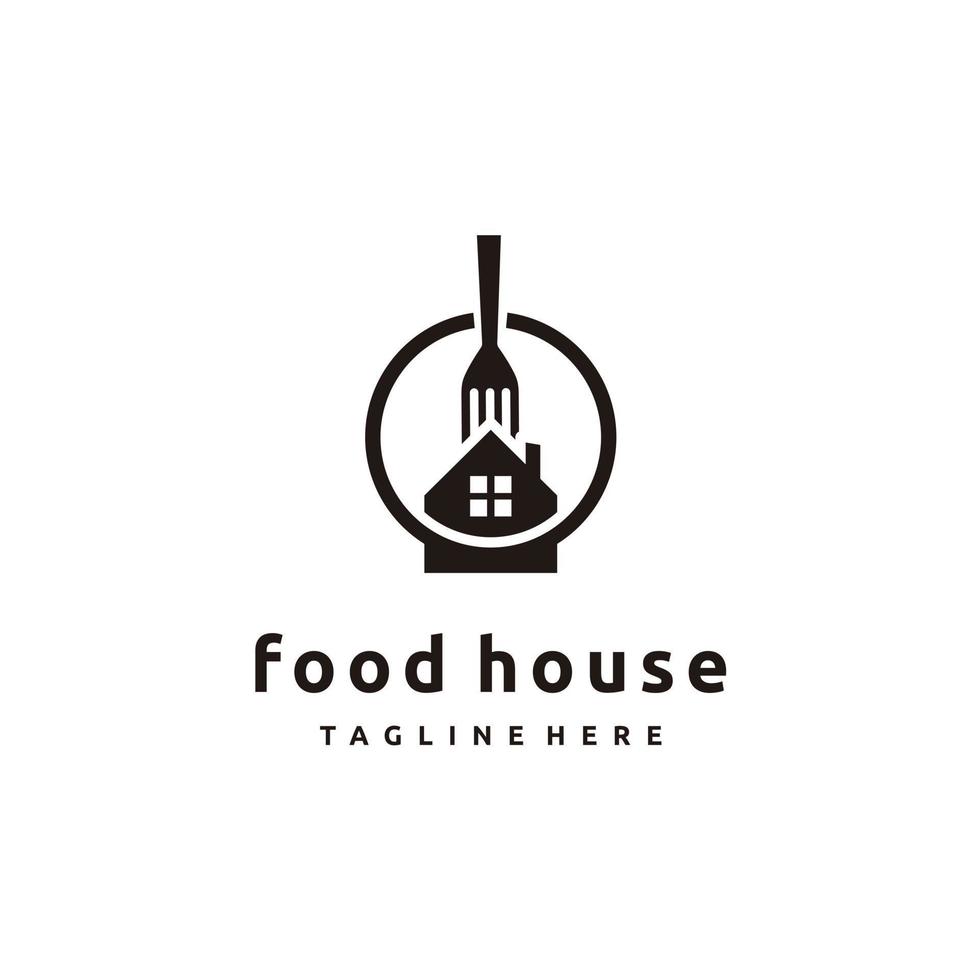 chef de casa de comida cozinhar com garfo cozinha restaurante café ícone de design de logotipo modelo de vetor