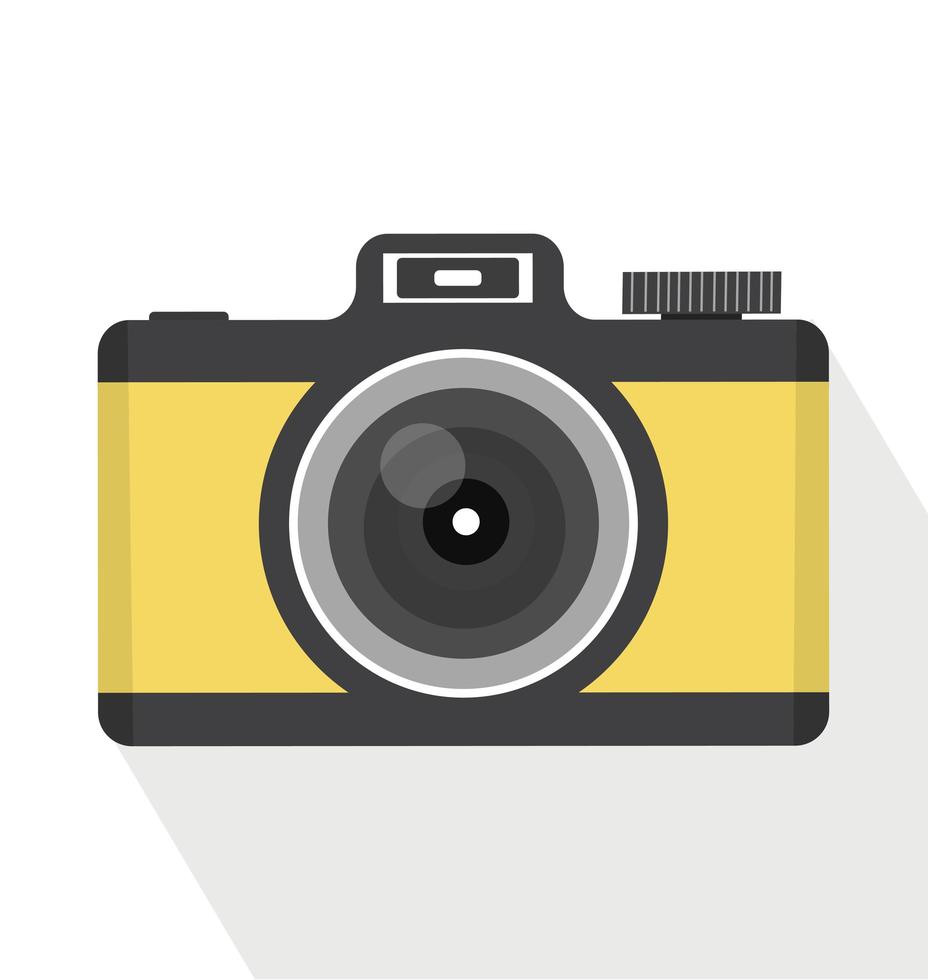 câmera amarela vintage vetor