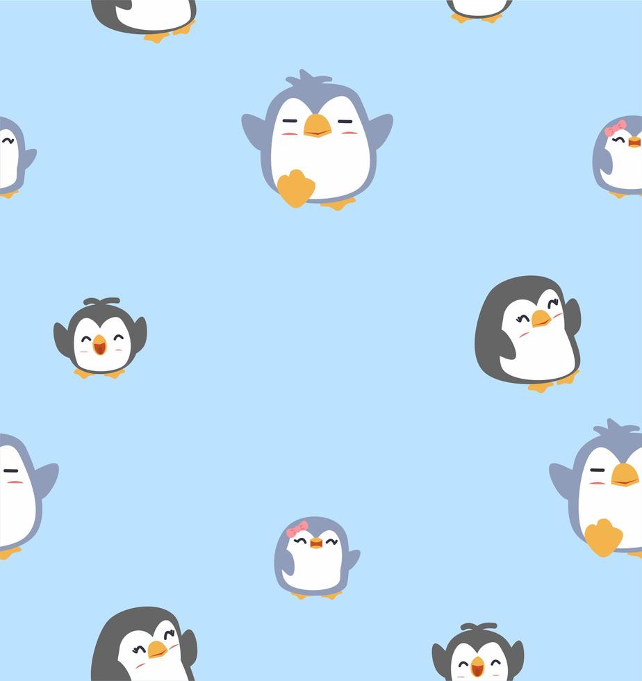 padrão sem emenda de pinguins bebê fofo vetor