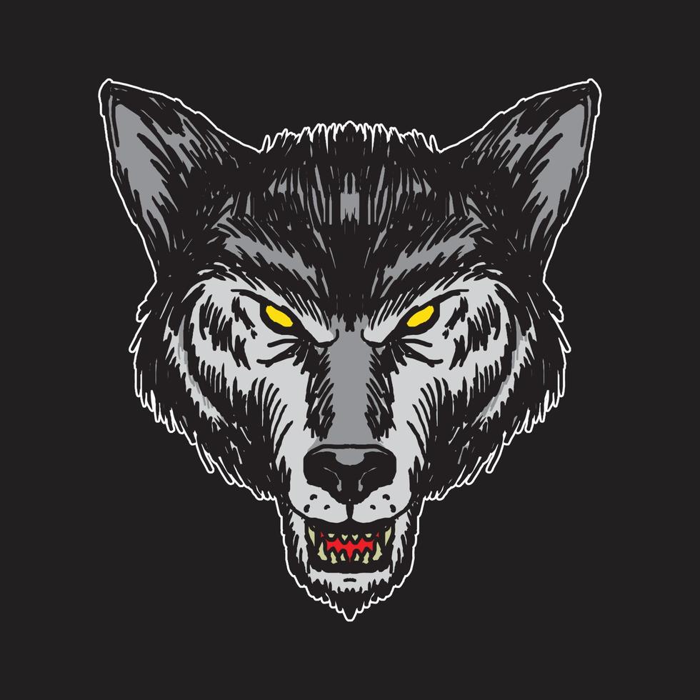 ilustração gráfica do logotipo da cabeça do lobo vetor