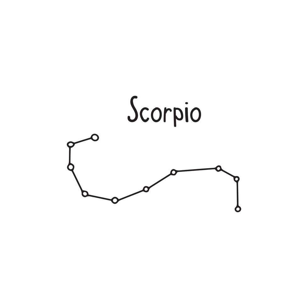 constelação de escorpião. rabisco vetorial preto e branco vetor