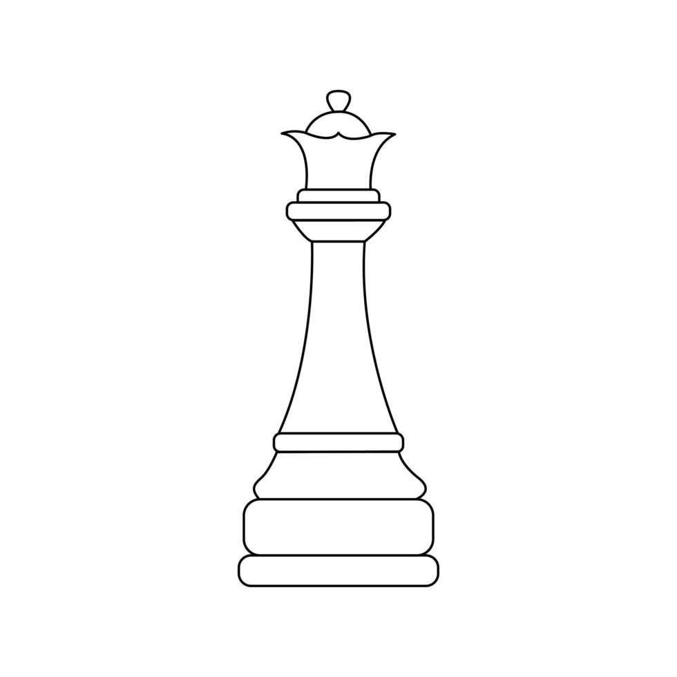 peça de xadrez rainha. vetor contorno isolado preto e branco